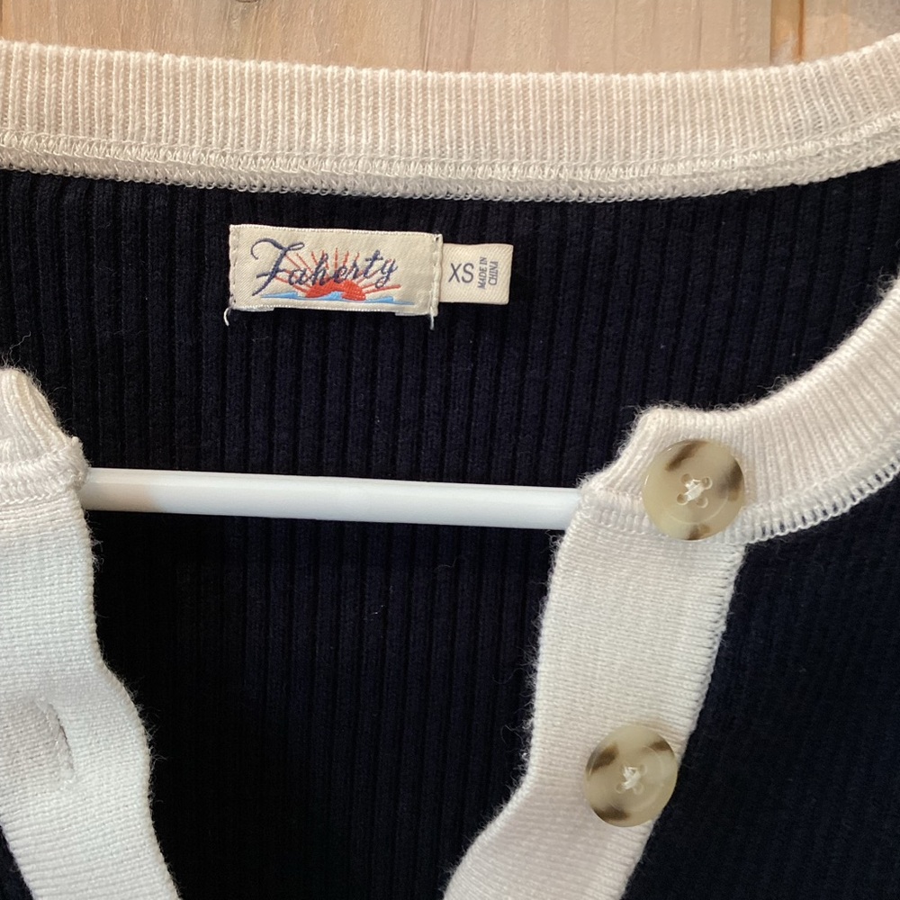 Faherty Mikki Ribbed Henley Top - Picture 5 of 6